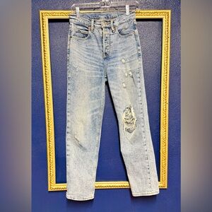 Old Navy Sky High Straight Distressed Light Blue Women's Jeans